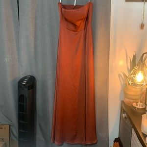 Crepe-back satin strapless bridesmaid dress